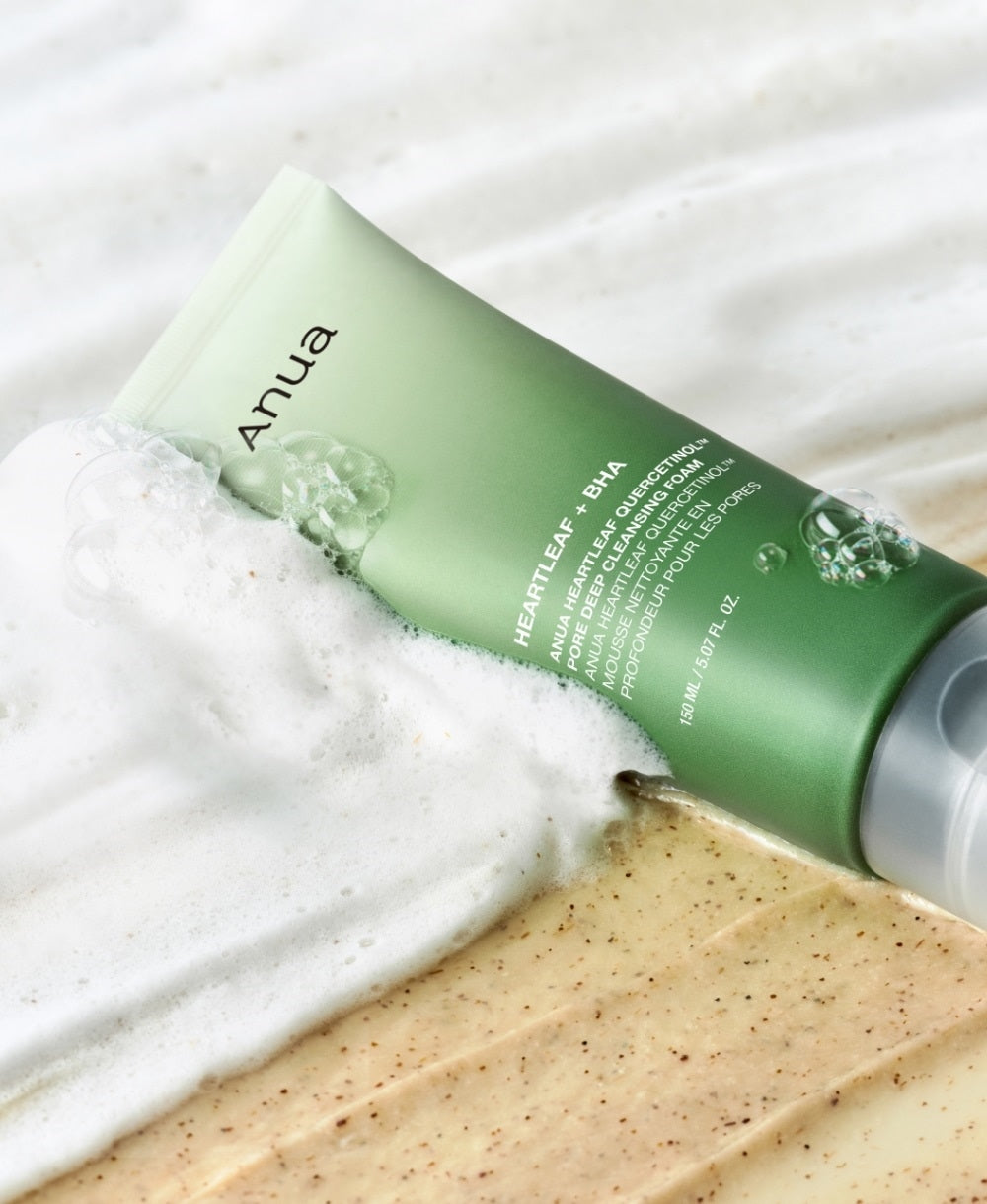 ANUA Heartleaf Quercetinol Pore Deep Cleansing Foam with quercetinol and heartleaf oak leaves, 150 ml